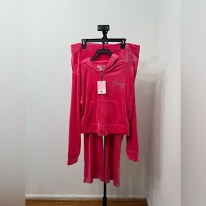Juicy Couture Fuchsia Velour Hoodie Tracksuit Set